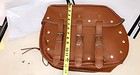 Motorcycle Large Saddle Tan Color Studed 3 Strap Real Leather Saddlebag Biker 