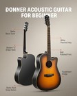 Donner Acoustic Guitar For Beginner Adult Full Size 41 Inch Cutaway  Sunburst