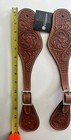 One Pair Leather Floral Western Spur Straps For Boots Adjustable -floral Design