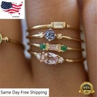 4pcs 925 Silver Rings For Women Simulated White Sapphire Wedding Jewelry 5-10