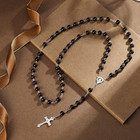 Black Catholic Rosary Beads Necklace Metal Crucifix 17in Prayer Necklace Gift