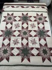 Vintage Patchwork Quilt Carpenters Star Hand Quilted Cottage Coverlet 84x84