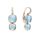 Sterling Silver Hoop Earring Double Aquamarin Moissonite Jewelry Gift For Her