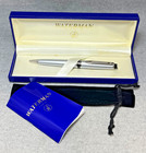 Waterman Expert Ii Satin Silver chrome Ballpoint Pen W  Box  Manual   Pen Holder