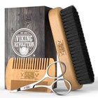 Beard Comb   Brush Grooming Kit Wood   Boar Bristle Tangle-free Beard Care Men