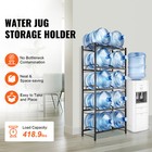 5-tier Water Jug Holder Double Row Water Bottle Rack For 10 Bottles Black