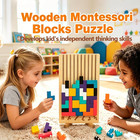 Montessori Brain Blocks Kids Wooden Stacking Toys 3d Tetris Puzzles   42 Pcs Col