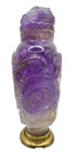Antique Chinese Amethyst Carved Snuff Bottle Fine Gold Dore Base Signed H h Hart