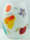 Vintage Hand Painted Satin Milk Glass Floral Pear Vase Mid Century Modern 9  Mcm