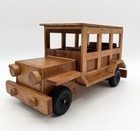 Vintage Folk Art Handmade Wooden Touring Car Bus Toy Scratch Built Americana