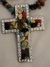 Cross Pendant Necklace   Earrings Set  Colorful Chip Stone Beads Fashion Jewelry