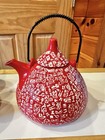 Red Porcelain Tea Set Gongfu Chinese Ceremony With Matching Cups 5pc Vgc L  k