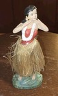 Vintage Original 8  Chalkware Hula Girl Nodder Aloha Hawaii Base - Read