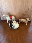 Lot Of 3 Antique Toy Blow Mold Celluloid Plastic Lion Swan Horse Vintage Animals