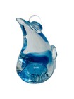 Vintage Blue Clear Art Glass Mouse Figurine Paperweight Hand Blown 3 x2 