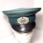 East German Army Peaked Visor Cap W Insignia Badge Pin Ddr Green Size 57 Vintage