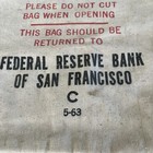 Vintage Federal Reserve Bank San Francisco Money Coin Canvas Bag 18  11 5 
