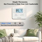 Non Programmable Heat Pump Thermostat 2 Heat 1 Cool White Backlit Display