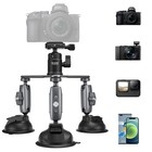 Heavy Duty Triple Suction Cup Camera Mount For Gopro  Insta360  Dji  Dslr - Wind