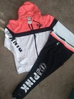 Victoria  Secret Pink Coral Full Zip Logo  Hoodie   Jogger Set L Vintage 2015