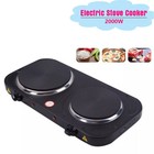 New Portable Small Electric Stove Top 2 Burner Double Plate Cast Iron Countertop