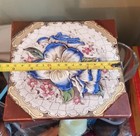 Old Vintage antique Victorian Tile In Copper Pot Plant Stand Trivet 15 5 Cms