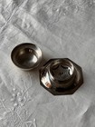 Vintage Silver Butter Curler With Pierced Floral Top     Octagonal Dome Lid 