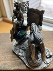 Vtg The Artist 3153 Signed Dragon   Magic Fairy Pewter Statue W crystal  3 5  uk