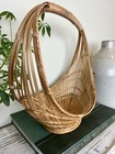 Vintage Mcm Woven Wicker Handled Basket   Rustic Country Farmhouse Decor