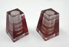 Vintage Art Deco Lucite Salt   Pepper Shaker Set Red Clear Acrylic Mid Century