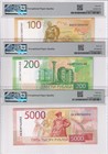 Russia Set 3  100 200 5000 Rubles 2017-23 P 275a P 276 279 Gem Unc Pmg 66 Epq