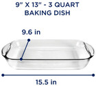9  x13   Casserole Dish Rectangular Baking Dish Pan Glass Oven Bakeware 1pc 3qt 