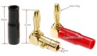 2-pair Gold Plated Right-angle Screw-type Banana Plugs W rd bk Plastic Boots