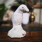 Vintage Cast Iron Bird Statue White Chippy Paint Garden Decor Crow Raven 5 5in