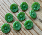 9 Matching Antique Vtg Green Glass Flower Buttons - 3 4    - Old Lot