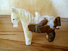 Lot 3 Figurine Sculpture horse   Burro donkey Hand Carved Solid Onyx Stone