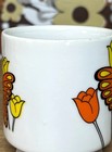 Vintage Orange Yellow Butterfly Floral Small Coffee Cup Mug 60s 70s Japan
