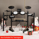 15 Kits   195 Sounds Electric Drum Set With Quiet Mesh Pads Usb Midi Throne Head