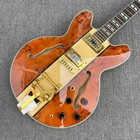 Free Shipping Es-335 Brown Jazz Electric Guitar Hollowbody 2h Pickups