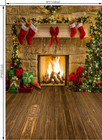 5x7ft Christmas Fireplace Theme Backdrop For Photography Tree Sock Gift Decorati
