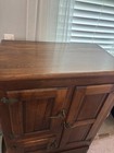 Refinished Antique Icebox Refrigerator 45x34x19 Wood Glass  3 Door Brown