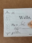 1875 Antique Wells Fargo Bank Carson City Nevada Nv Check Rn Revenue Stamp Rn-d1