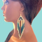 Handmade Native American-style Beaded Tassel Fashion  Earrings Extra Long Gift