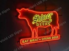 Shiner Beers Eat Meat Drink Beer 24  Vivid Led Neon Sign Light Lamp With Dimmer