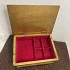 Vintage Italian Florintine Style Jewelry Trinket Box Wood W  Red Velvet Lining 