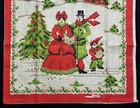 Vintage Parisian Prints Linen Tea Towel Christmas Noel Carolers 16   x 28   