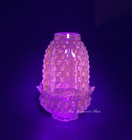 Wilkerson Glass Teal Blue Uv Pink Glow Hobnail Fairy Lamp Lite   Candle Holder
