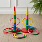 Kids Ring Toss Game Set Circle Stacking Rainbow Hoop Toss Toy Indoor Outdoor Fun