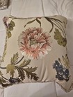 Croscill Daphne Square Embroidered Ivory Floral Pillow 18  X 18  Rope Edge Trim