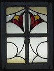 Floral Midsize Old English Leaded Stained Glass Window 18 5  X 24 25 